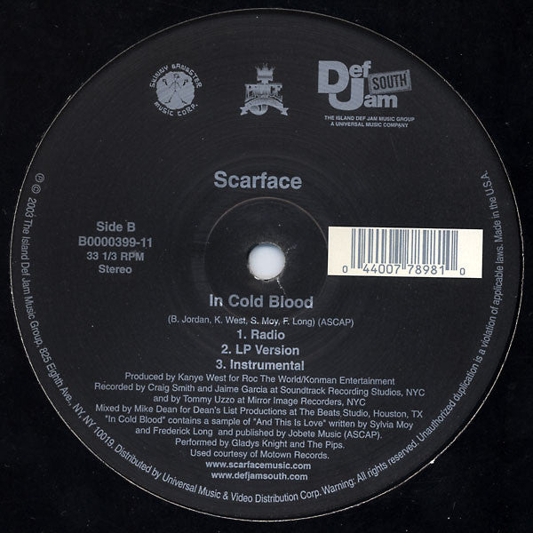 Scarface "Someday / In Cold Blood" (12" Single)-Vinyl Records-UnDigable Digs
