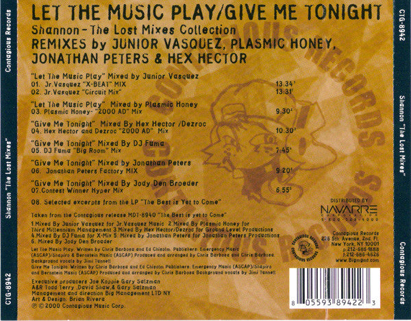 Shannon "The Lost Mixes Collection" (CD Maxi-Single)-CDs-UnDigable Digs