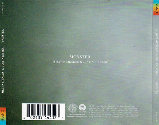 Shawn Mendes & Justin Bieber "Monster" (CD Single)-CDs-UnDigable Digs
