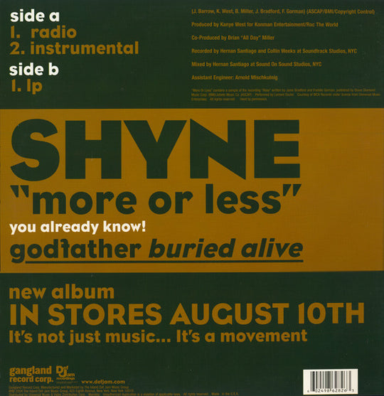 Shyne "More Or Less" (12" Single)-Vinyl Records-UnDigable Digs