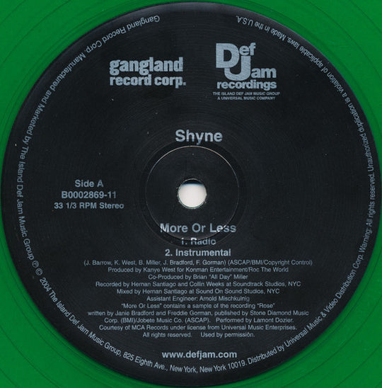 Shyne "More Or Less" (12" Single)-Vinyl Records-UnDigable Digs