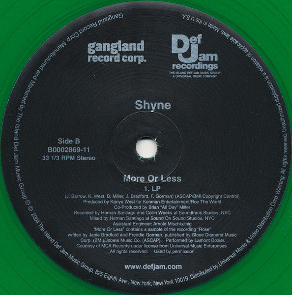 Shyne "More Or Less" (12" Single)-Vinyl Records-UnDigable Digs