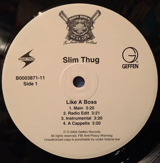Slim Thug "Like A Boss" (12" Single)-Vinyl Records-UnDigable Digs