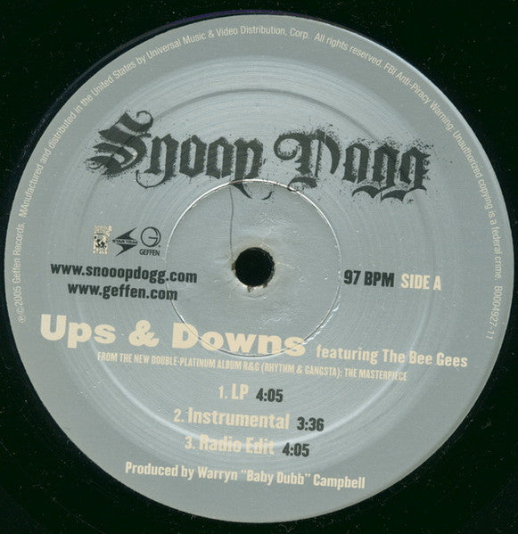 Snoop Dogg "Ups & Downs / Bang Out" (12" Single)-Vinyl Records-UnDigable Digs