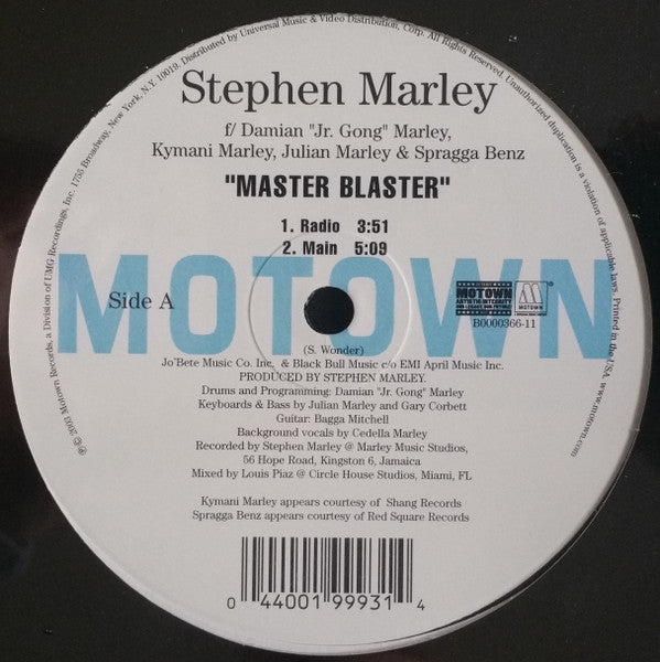 Stephen Marley "Master Blaster" (12" Single)-Vinyl Records-UnDigable Digs