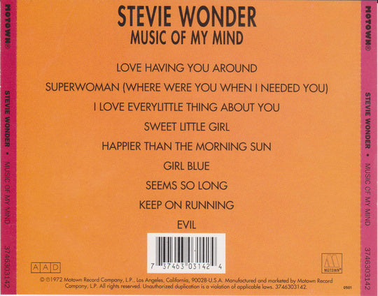 Stevie Wonder "Music Of My Mind" (CD)-CDs-UnDigable Digs