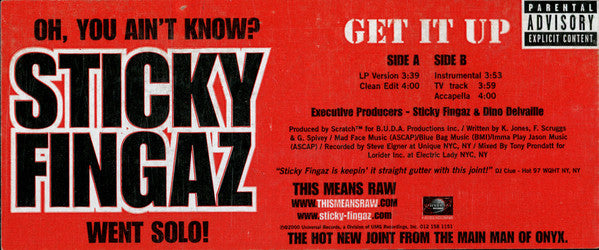 Sticky Fingaz "Get It Up" (12" Single)-Vinyl Records-UnDigable Digs