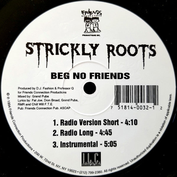 Strickly Roots "Beg No Friends" (12" Single)-Vinyl Records-UnDigable Digs