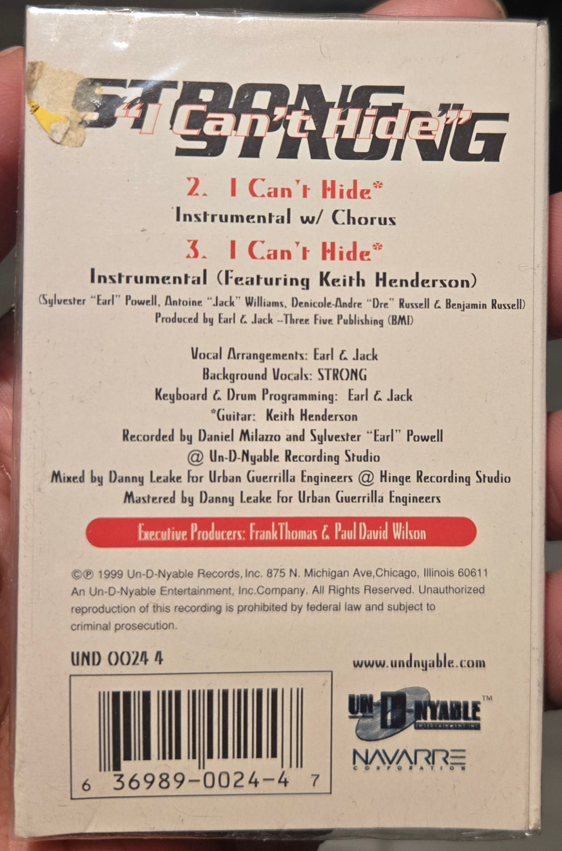 Strong "I Can't Hide" (Single)-Cassette Tapes-UnDigable Digs