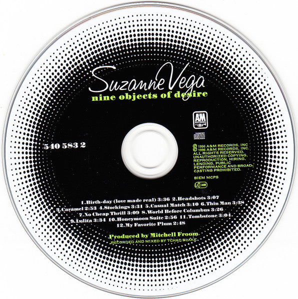 Suzanne Vega "Nine Objects Of Desire" (CD)-CDs-UnDigable Digs