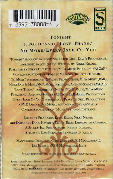 Sweet Sable "Tonight" (Single)-Cassette Tapes-UnDigable Digs