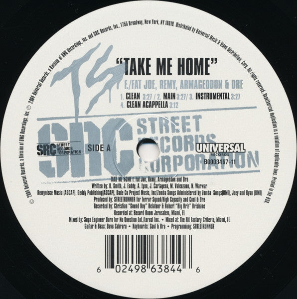 Terror Squad Featuring Fat Joe, Armageaddon, Cuban Link And Tony Sunshine "Take Me Home / Let Them Things Go" (12" Promo Single)-Vinyl Records-UnDigable Digs