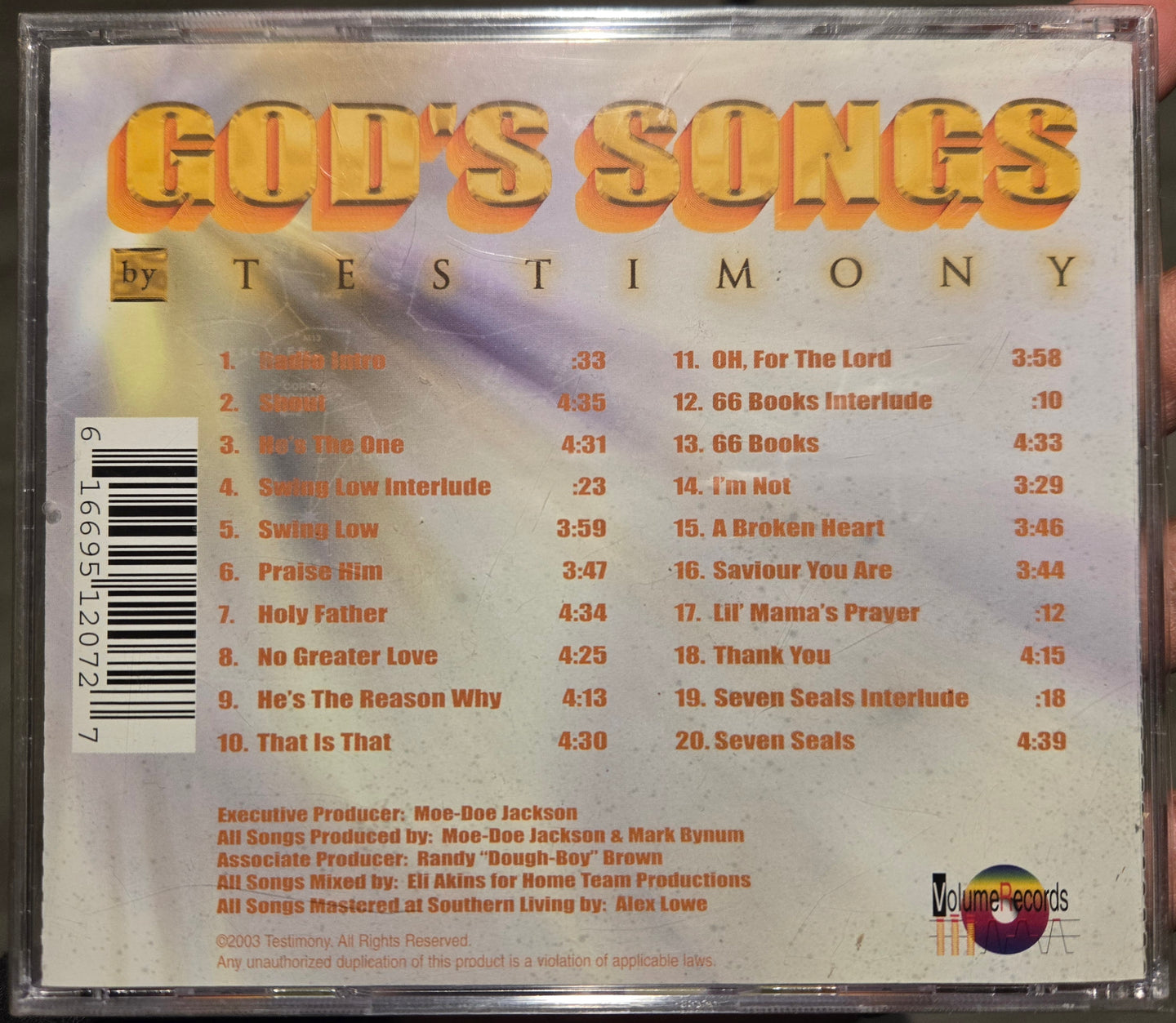 Testimony "God's Songs" (CD)-CDs-UnDigable Digs