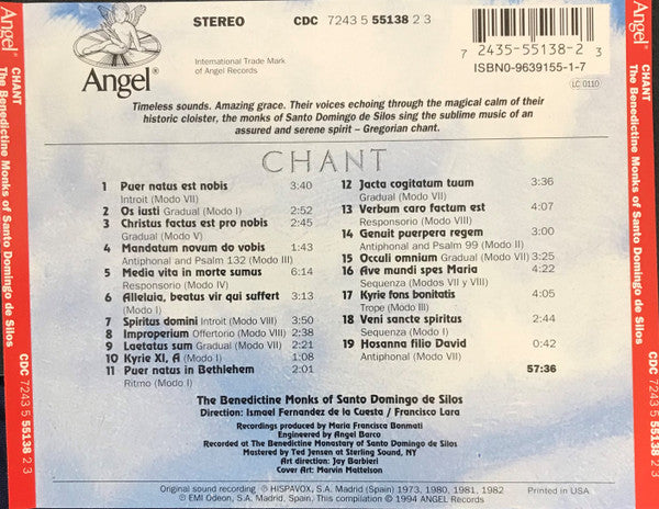 The Benedictine Monks Of Santo Domingo De Silos "Chant" (CD)-CDs-UnDigable Digs