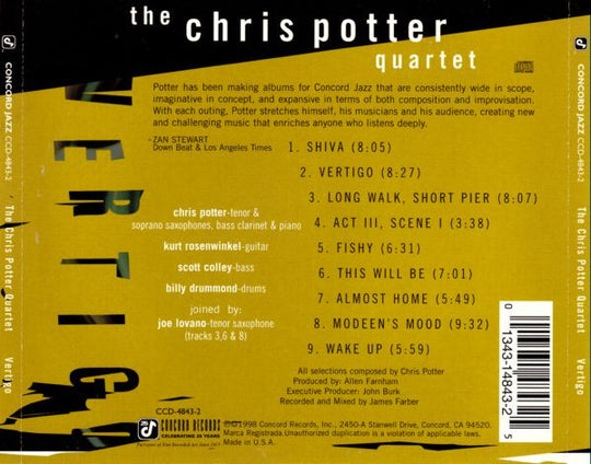 The Chris Potter Quartet "Vertigo" (CD)-CDs-UnDigable Digs