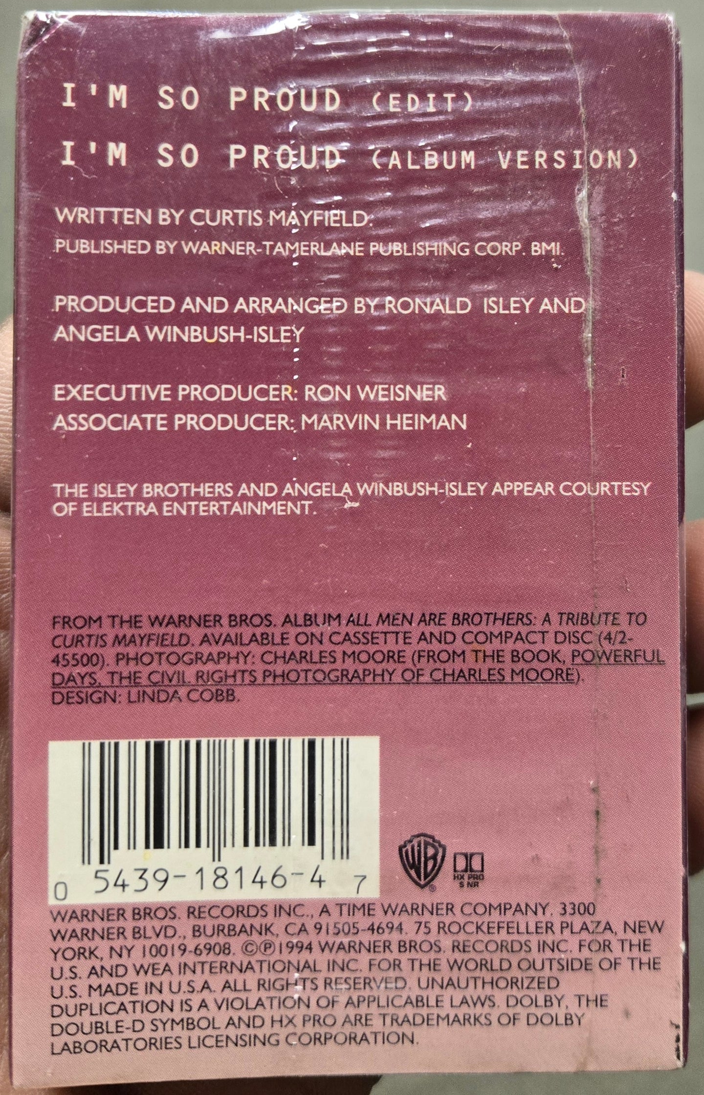 The Isley Brothers f; Ronald Isley "I'm So Proud" (Single)-Cassette Tapes-UnDigable Digs