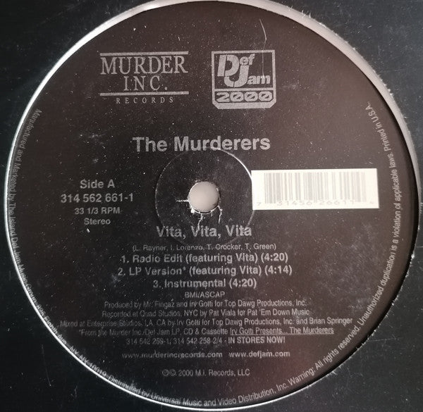 The Murderers Feat. Vita "Vita, Vita, Vita" (12" Single)-Vinyl Records-UnDigable Digs