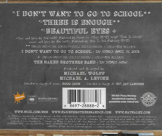 The Naked Brothers Band "I Don't Want To Go To School" (CD Single)-CDs-UnDigable Digs