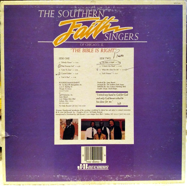 The Southern Faith Singers "The Bible Is Right"-Cassette Tapes-UnDigable Digs
