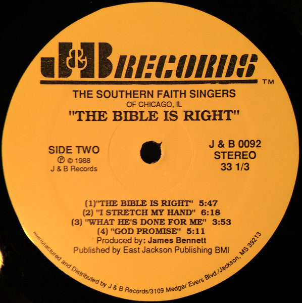 The Southern Faith Singers "The Bible Is Right"-Cassette Tapes-UnDigable Digs