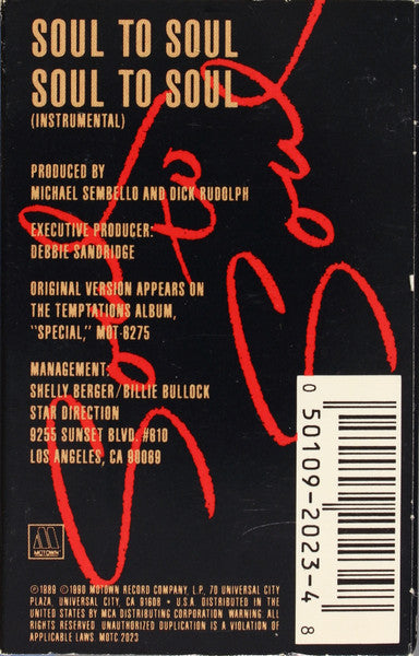 The Temptations "Soul To Soul" (Single)-Cassette Tapes-UnDigable Digs