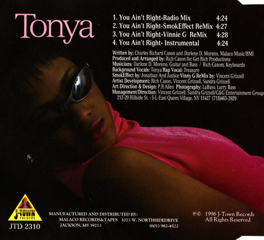 Tonya "You Ain't Right" (CD Promo Single)-CDs-UnDigable Digs