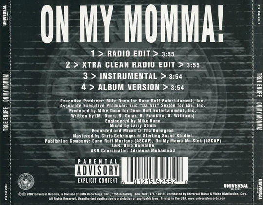 True Enuff Featuring Swing & Big Huss "On My Momma !" (12" Single)-Vinyl Records-UnDigable Digs