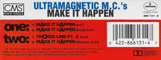Ultramagnetic MC's "Make It Happen / Chorus Line Pt. 2" (Maxi-Single)-Cassette Tapes-UnDigable Digs