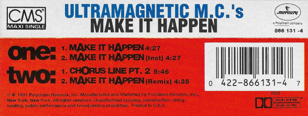 Ultramagnetic MC's "Make It Happen / Chorus Line Pt. 2" (Maxi-Single)-Cassette Tapes-UnDigable Digs