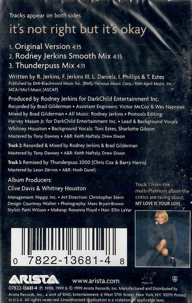 Whitney Houston "It's Not Right But It's Okay" (Single)-Cassette Tapes-UnDigable Digs