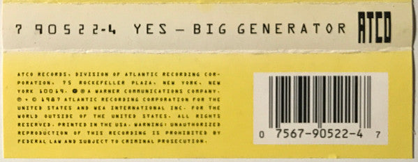 Yes "Big Generator"-Cassette Tapes-UnDigable Digs