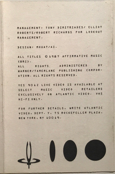 Yes "Big Generator"-Cassette Tapes-UnDigable Digs